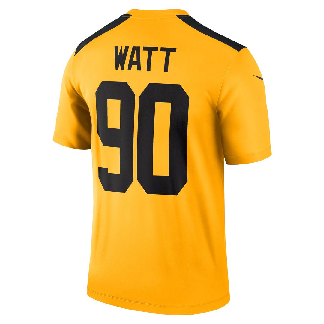 Men's Nike Pittsburgh Steelers T.J. Watt Gold Alternate 1933 Throwback Legend Player NFL Performance Top