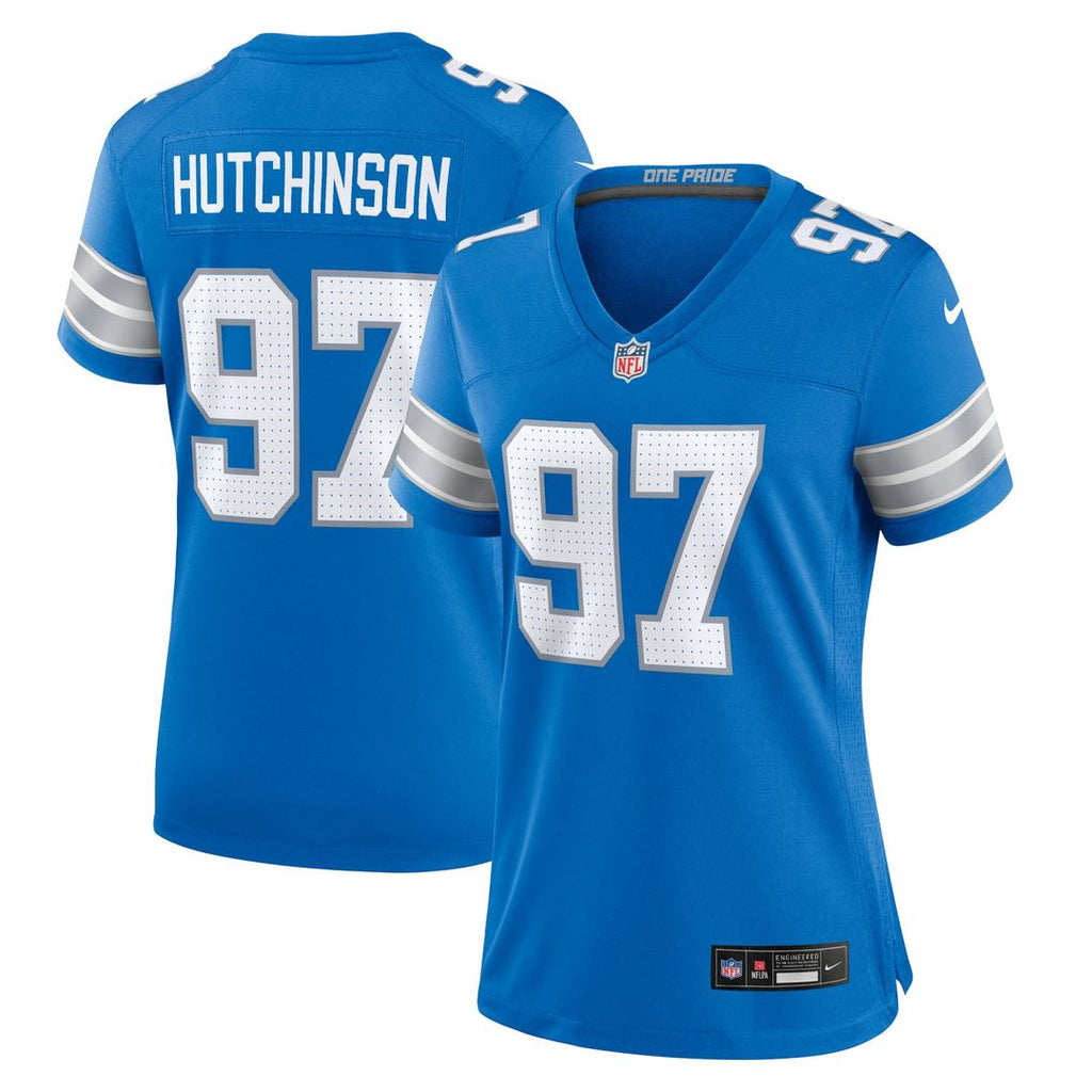 Women's Nike Detroit Lions Aidan Hutchinson Blue Game NFL Jersey