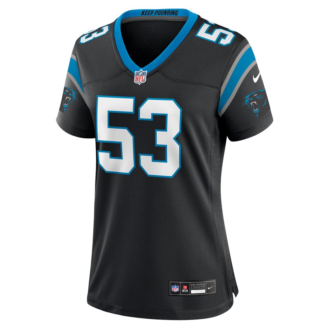 Women's Nike Carolina Panthers Claudin Cherelus Black Team Game NFL Jersey