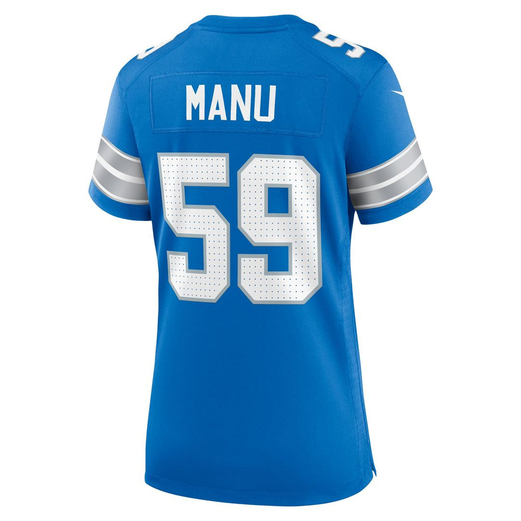 Women's Nike Detroit Lions Giovanni Manu Blue Team Game NFL Jersey