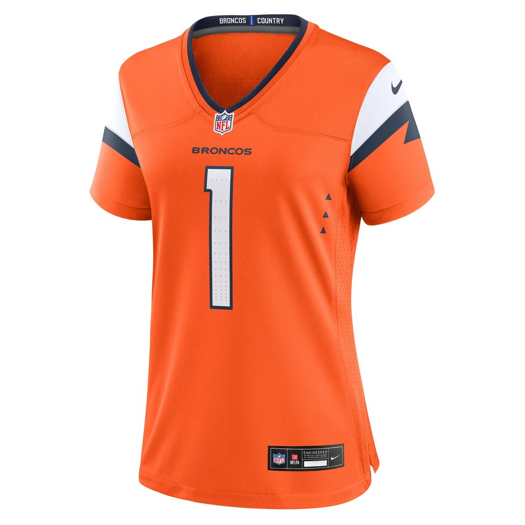 Women's Nike Denver Broncos Number 1 Bride Orange Game NFL Jersey