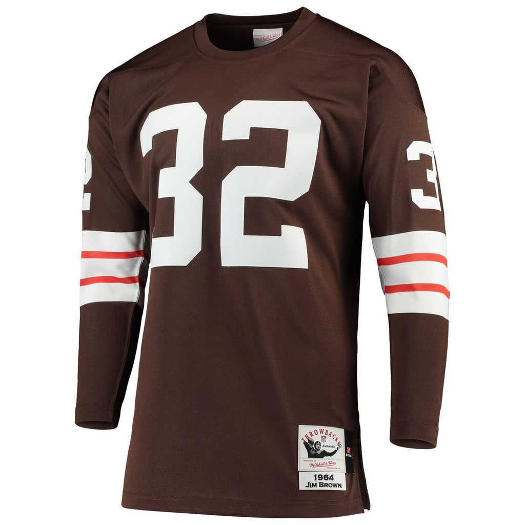 Men's Mitchell & Ness Cleveland Browns Jim Brown Brown 1964 Authentic Throwback Retired Player NFL Jersey