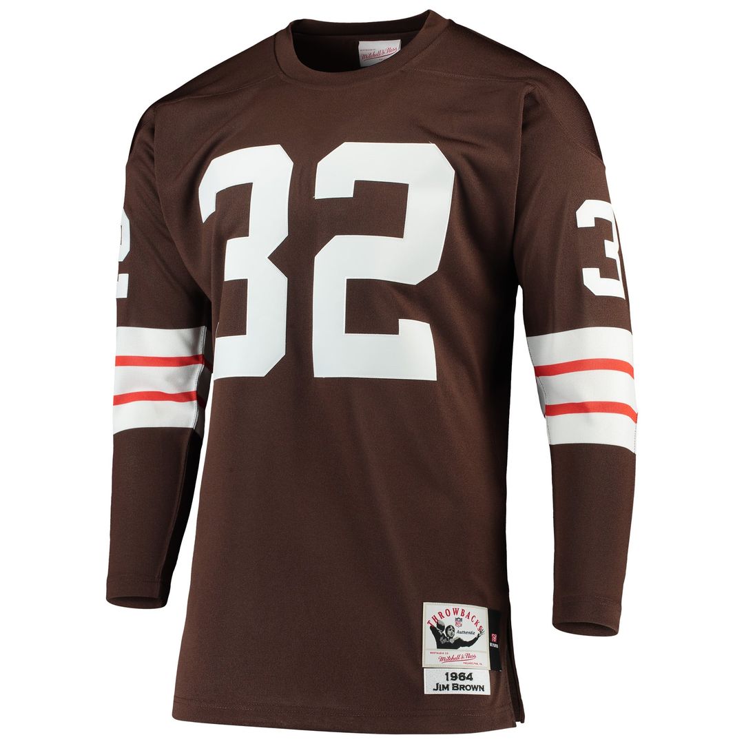 Men's Mitchell & Ness Cleveland Browns Jim Brown Brown 1964 Authentic Throwback Retired Player NFL Jersey