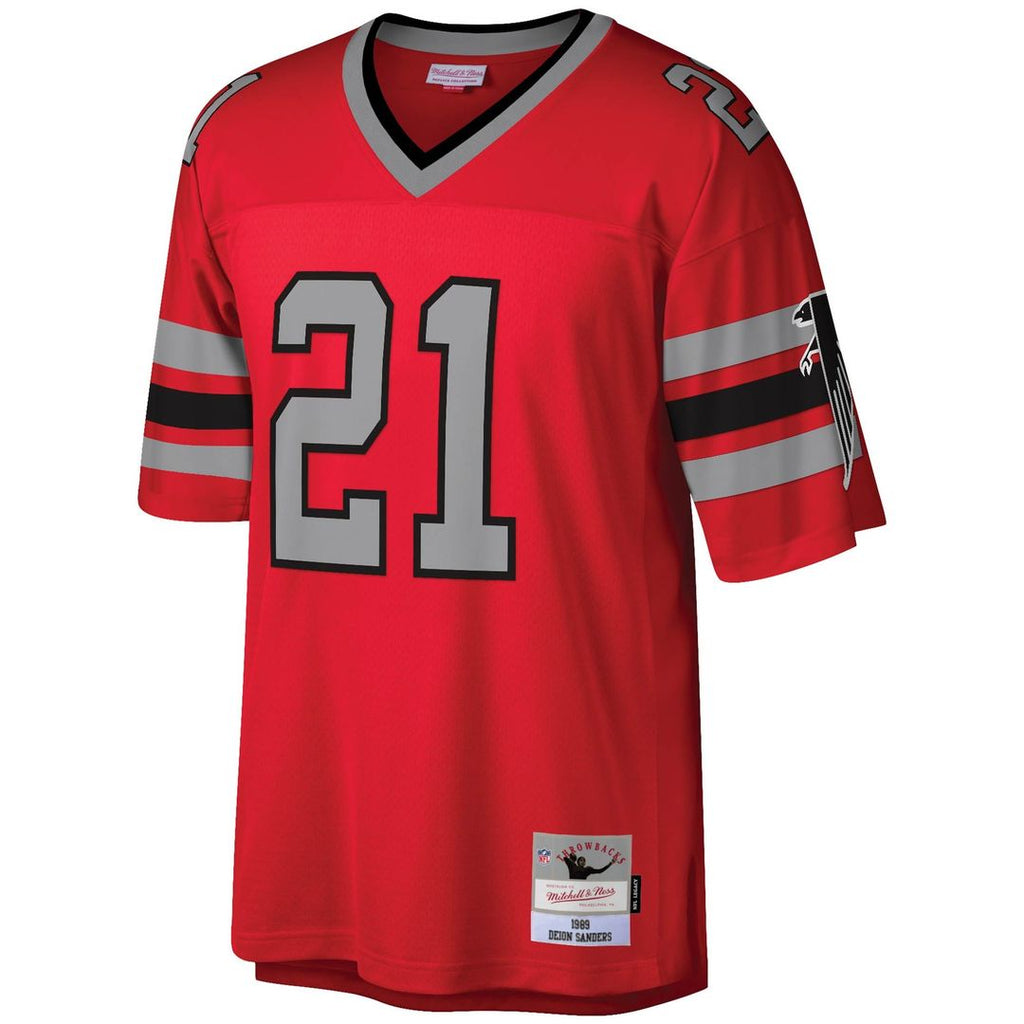 Men's Mitchell & Ness Atlanta Falcons Deion Sanders White Legacy Replica NFL Jersey