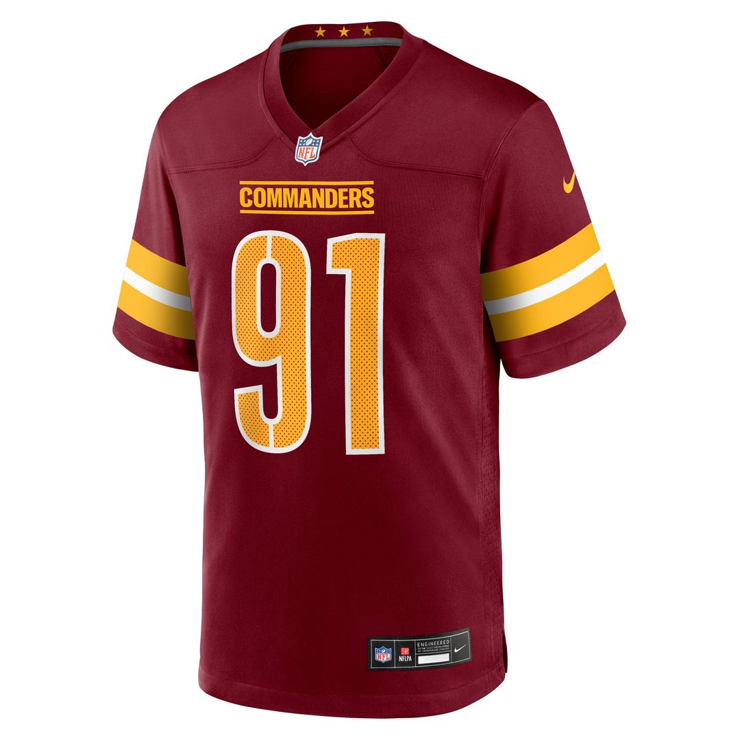 Men's Nike Washington Commanders Deatrich Wise Jr. Burgundy Team Game NFL Jersey