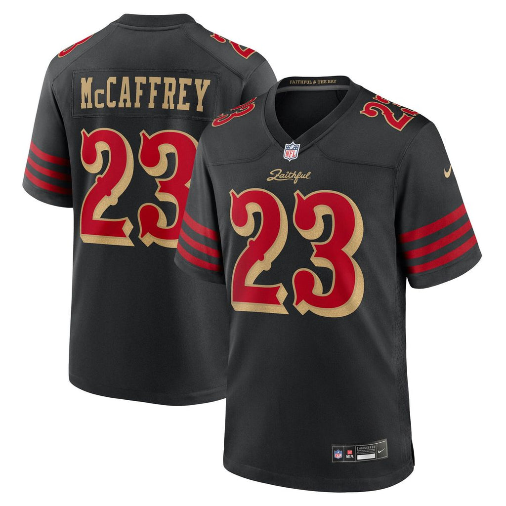 Men's Nike San Francisco 49ers Christian McCaffrey Black 2025 Rivalries Collection Game NFL Jersey