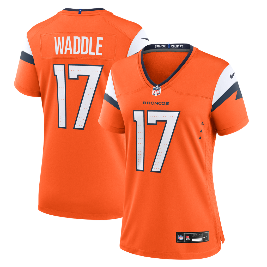 Women's Nike Denver Broncos Jaylen Waddle Orange Game NFL Jersey