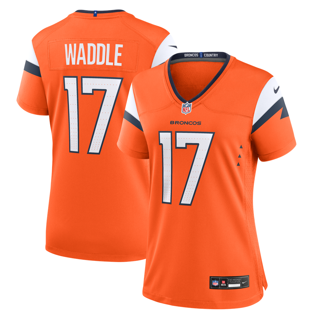 Women's Nike Denver Broncos Jaylen Waddle Orange Game NFL Jersey