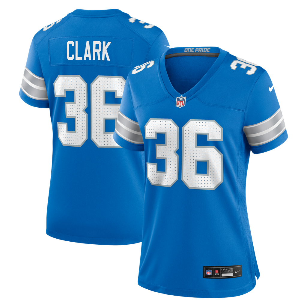 Women's Nike Detroit Lions Chuck Clark Blue Team Game NFL Jersey