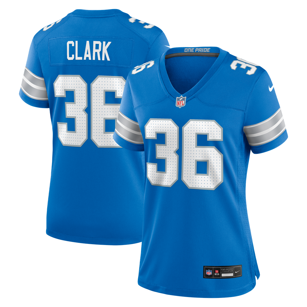 Women's Nike Detroit Lions Chuck Clark Blue Team Game NFL Jersey