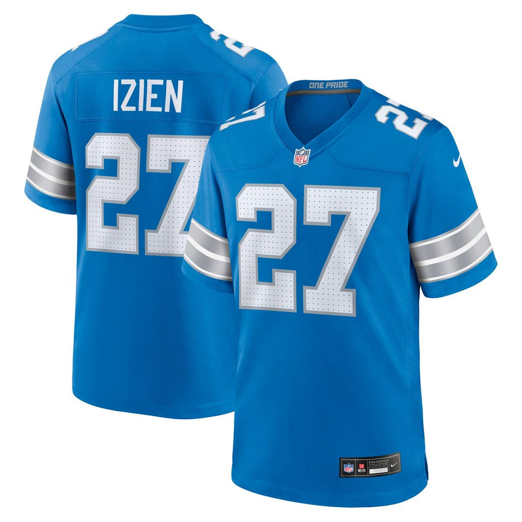 Men's Nike Detroit Lions Christian Izien Blue Team Game NFL Jersey