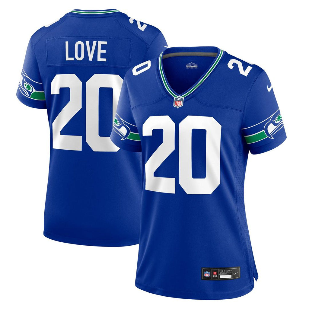 Women's Nike Seattle Seahawks Julian Love Royal Throwback Player Game NFL Jersey