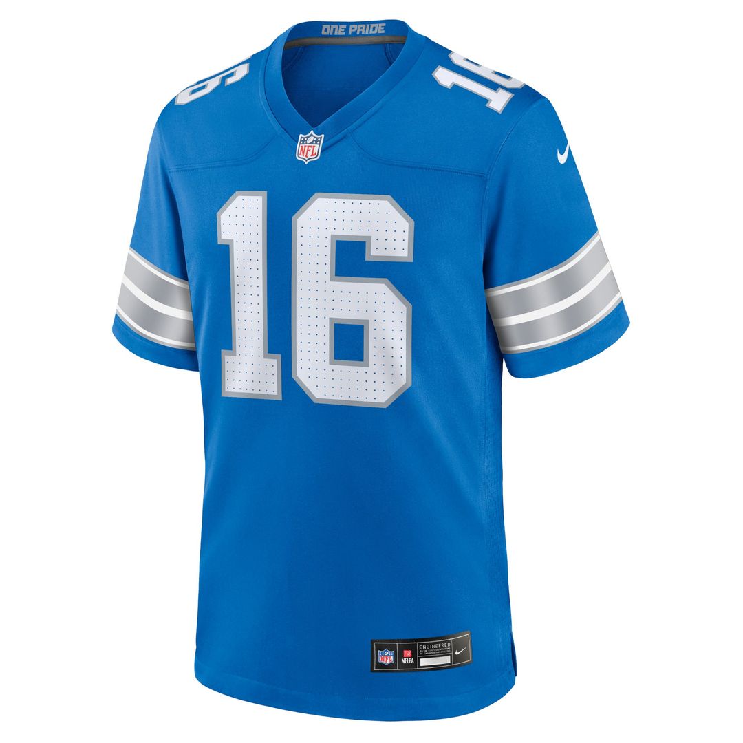 Men's Nike Detroit Lions Jared Goff White Game NFL Jersey