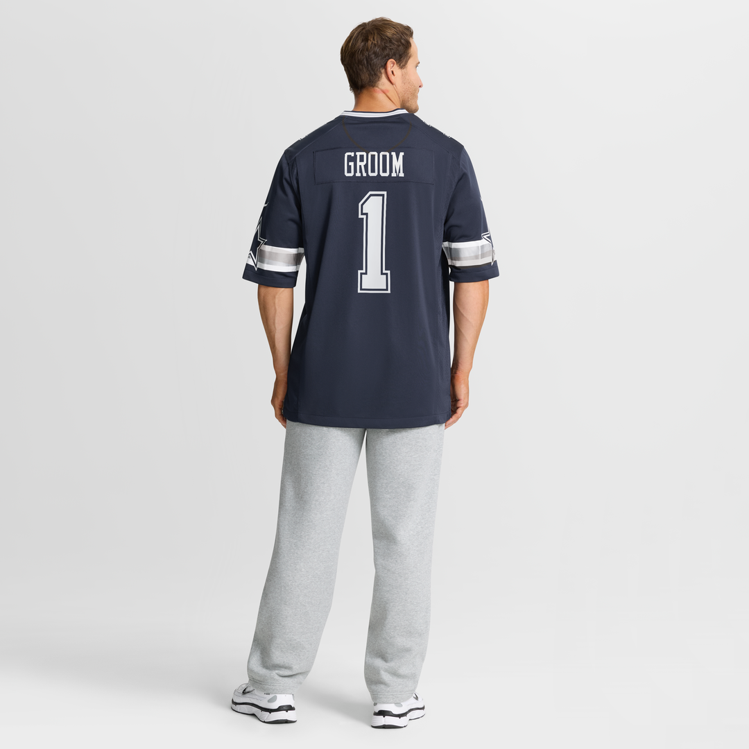 Men's Nike Dallas Cowboys Number 1 Groom Navy Game NFL Jersey