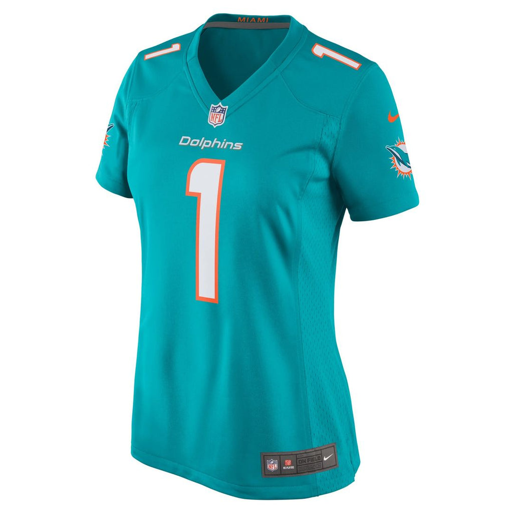 Women's Nike Miami Dolphins Number 1 Bride Aqua Game NFL Jersey