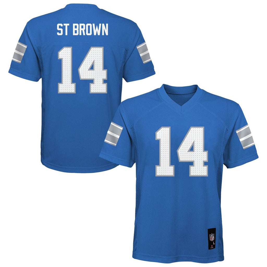 Youth Detroit Lions Amon-Ra St. Brown Blue Replica Player NFL Jersey