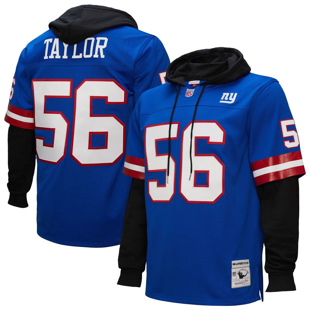 Men's Mitchell & Ness New York Giants Lawrence Taylor Royal Player Name & Number Hoodie Legacy NFL Jersey