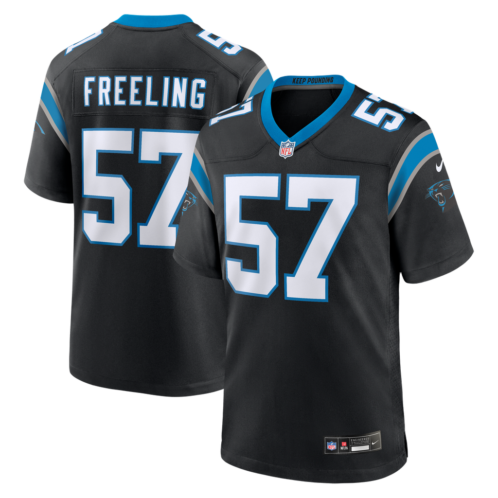 Men's Nike Carolina Panthers Monroe Freeling Black 2026 NFL Draft First Round Pick No. 19 Team Game NFL Jersey