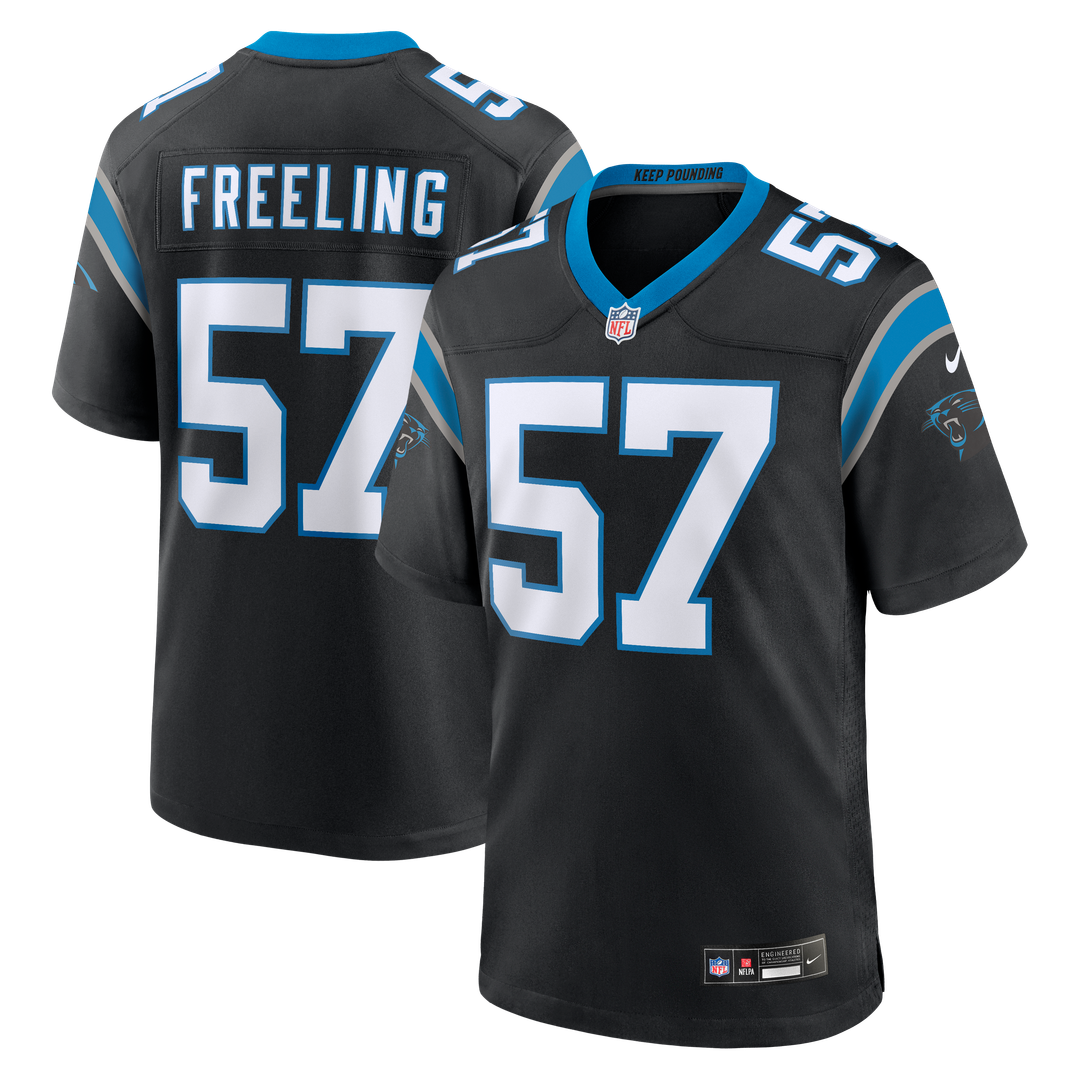 Men's Nike Carolina Panthers Monroe Freeling Black 2026 NFL Draft First Round Pick No. 19 Team Game NFL Jersey