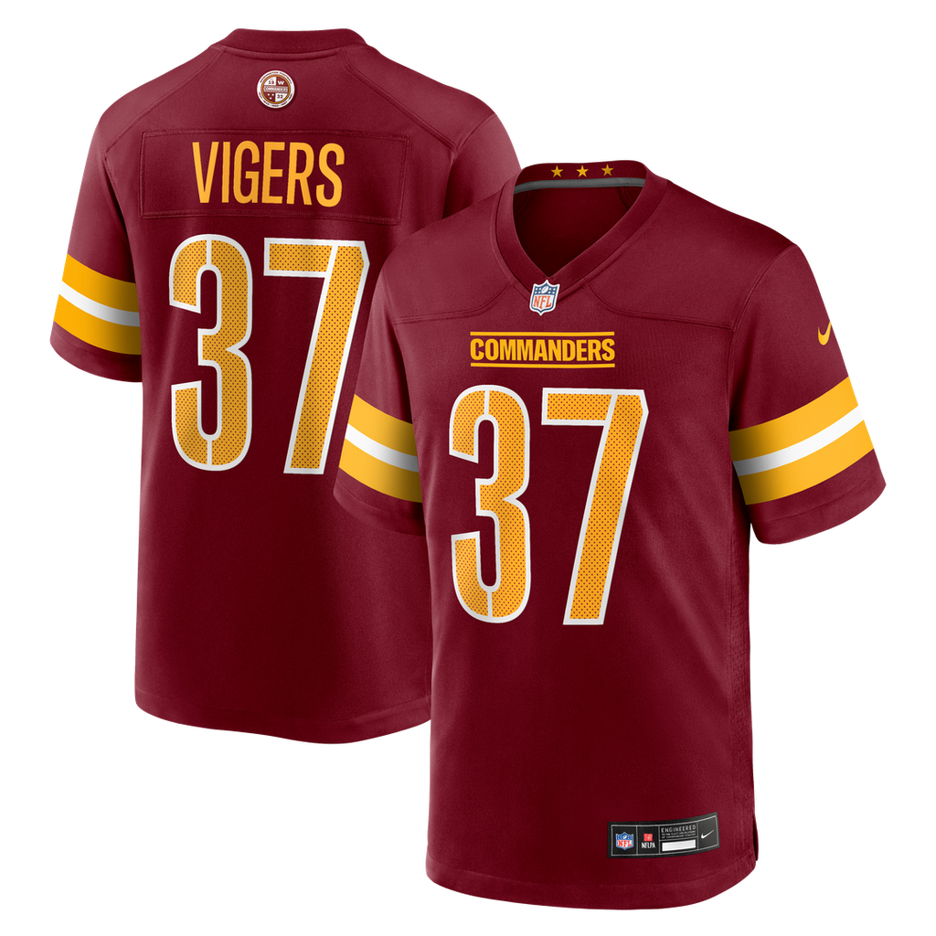 Men's Nike Washington Commanders Car'lin Vigers Burgundy Team Game NFL Jersey