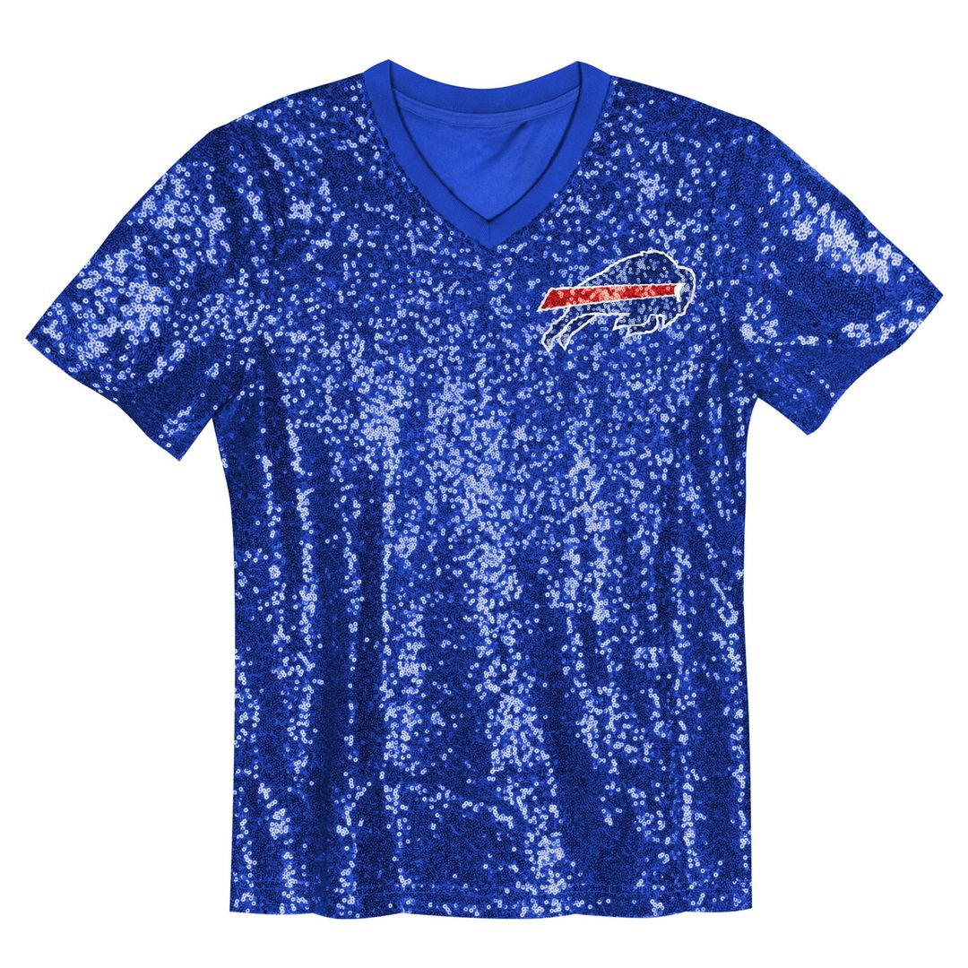 Girls' Youth Buffalo Bills Josh Allen Royal Sequin V-Neck Fashion NFL Jersey