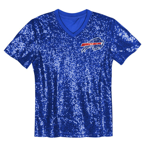 Girls' Youth Buffalo Bills Josh Allen Royal Sequin V-Neck Fashion NFL Jersey