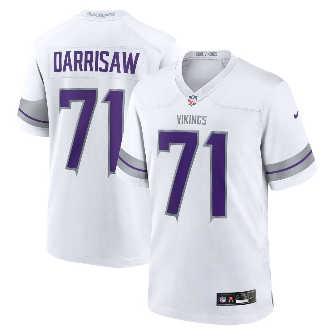 Men's Nike Minnesota Vikings Christian Darrisaw White Alternate Game NFL Jersey