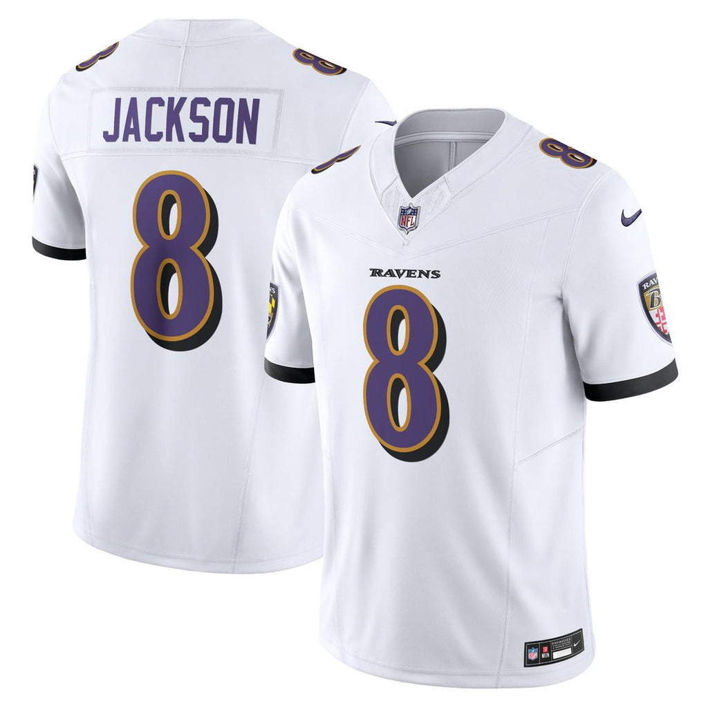 Men's Nike Baltimore Ravens Lamar Jackson White Vapor F.U.S.E. Limited NFL Jersey