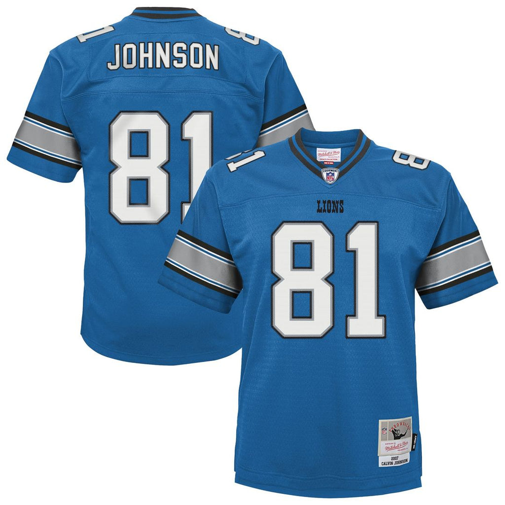 Youth Mitchell & Ness Detroit Lions Calvin Johnson Blue Legacy Replica NFL Jersey