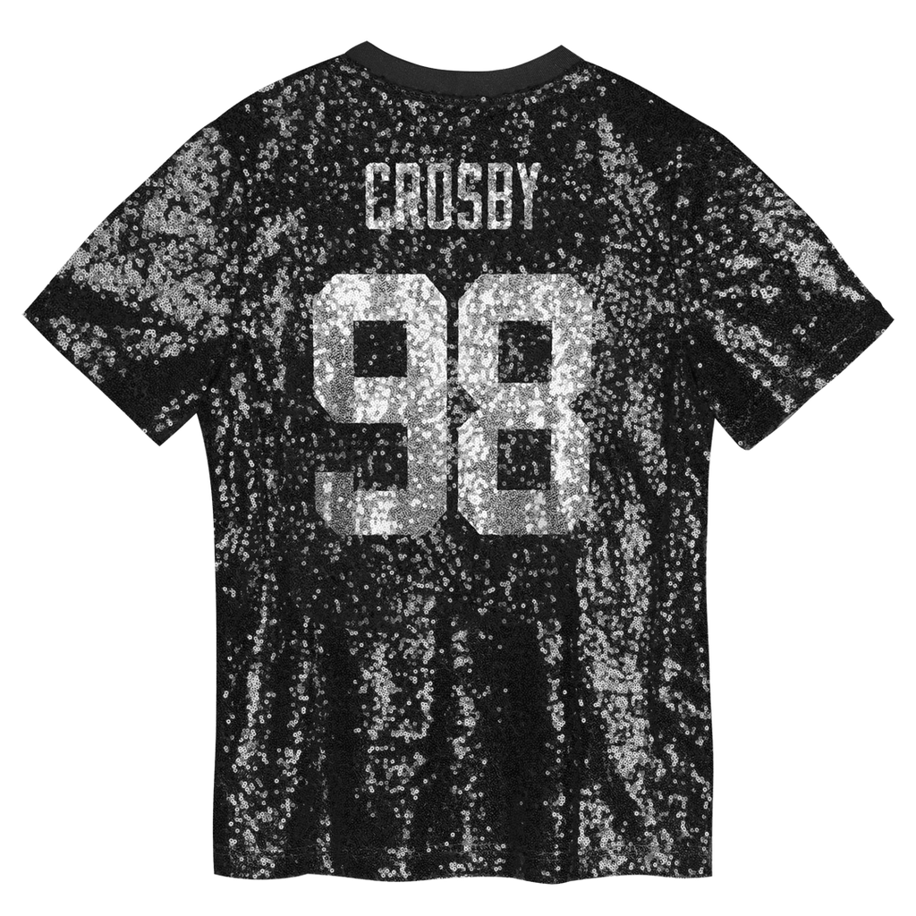 Girls' Youth Las Vegas Raiders Maxx Crosby Black Sequin V-Neck Fashion NFL Jersey