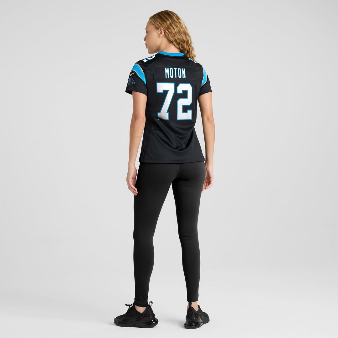 Women's Nike Carolina Panthers Taylor Moton Black Team Game NFL Jersey