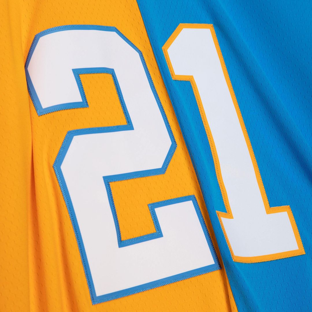 Men's Mitchell & Ness Los Angeles Chargers LaDainian Tomlinson Powder Blue/Gold 2002 Split Legacy Replica NFL Jersey