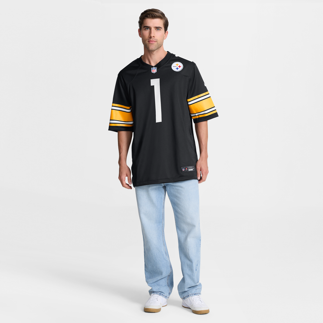 Men's Nike Pittsburgh Steelers Number 1 Dad Black Game NFL Jersey