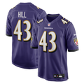Men's Nike Baltimore Ravens Justice Hill Purple Game NFL Jersey