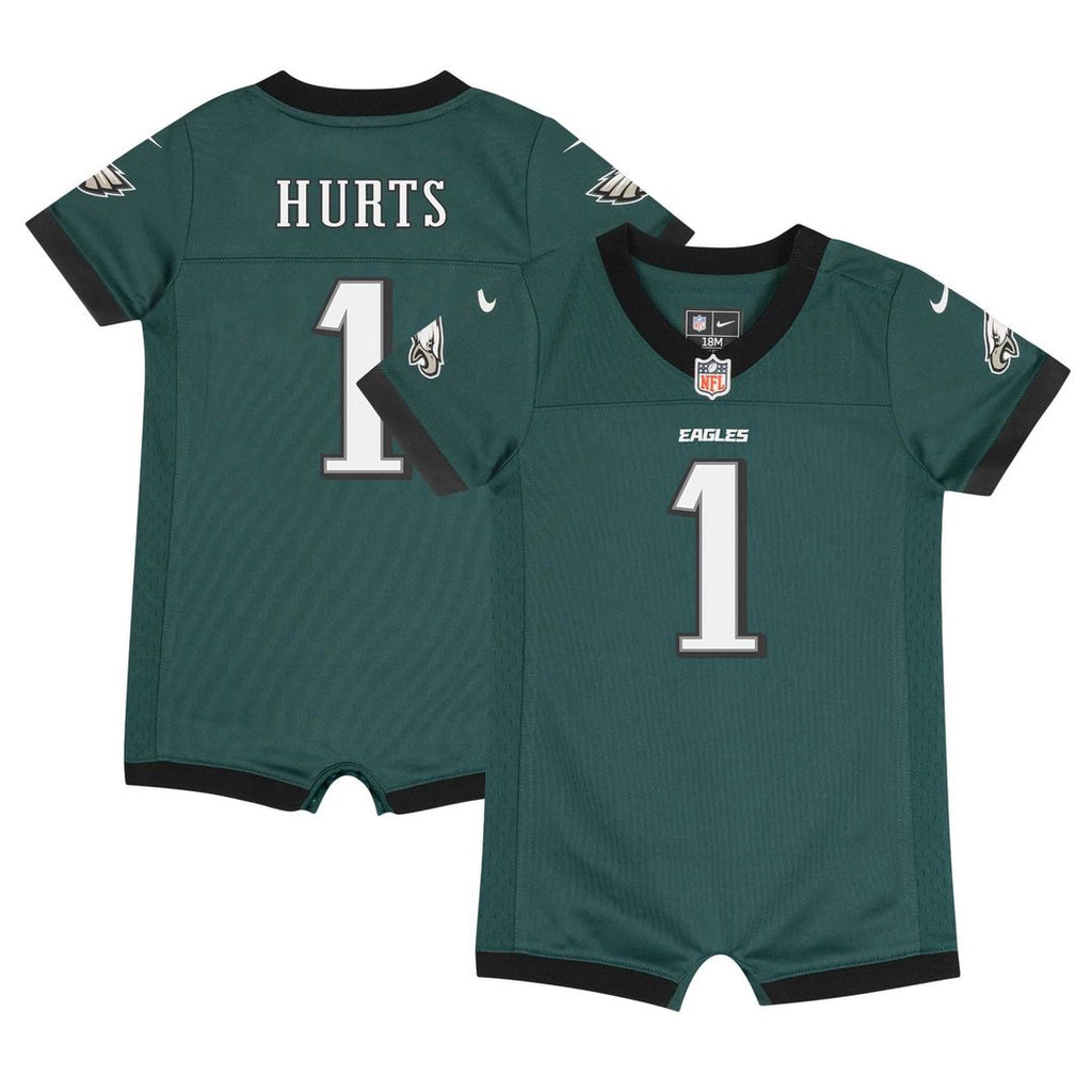 Infant Nike Philadelphia Eagles Jalen Hurts Midnight Green Newborn & Game Romper NFL Jersey