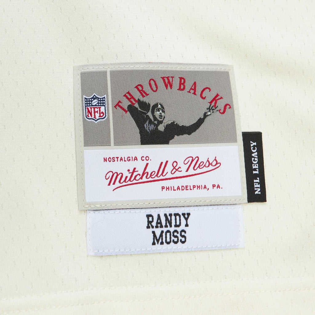 Men's Mitchell & Ness Minnesota Vikings Randy Moss Cream Chainstitch Legacy NFL Jersey