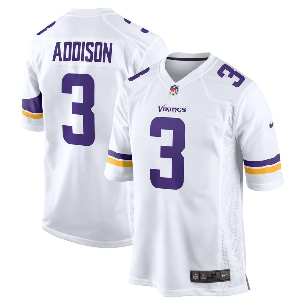 Men's Nike Minnesota Vikings Jordan Addison White Away Game NFL Jersey