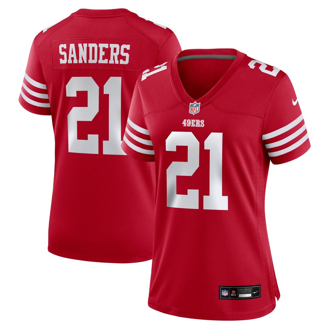 Women's Nike San Francisco 49ers Deion Sanders Scarlet Retired Player Game NFL Jersey