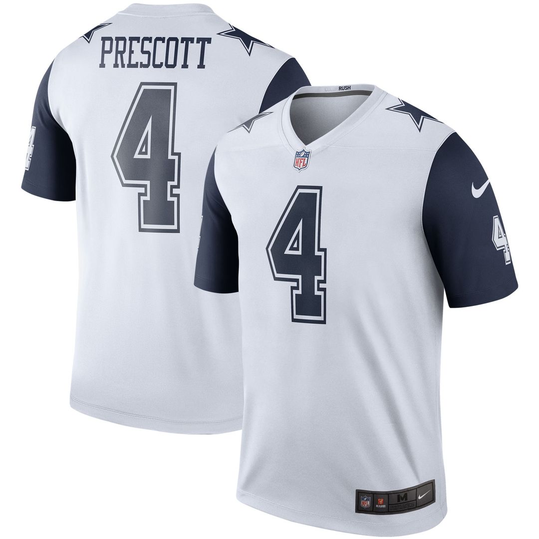 Men's Nike Dallas Cowboys Dak Prescott White Legend Player NFL Performance Top