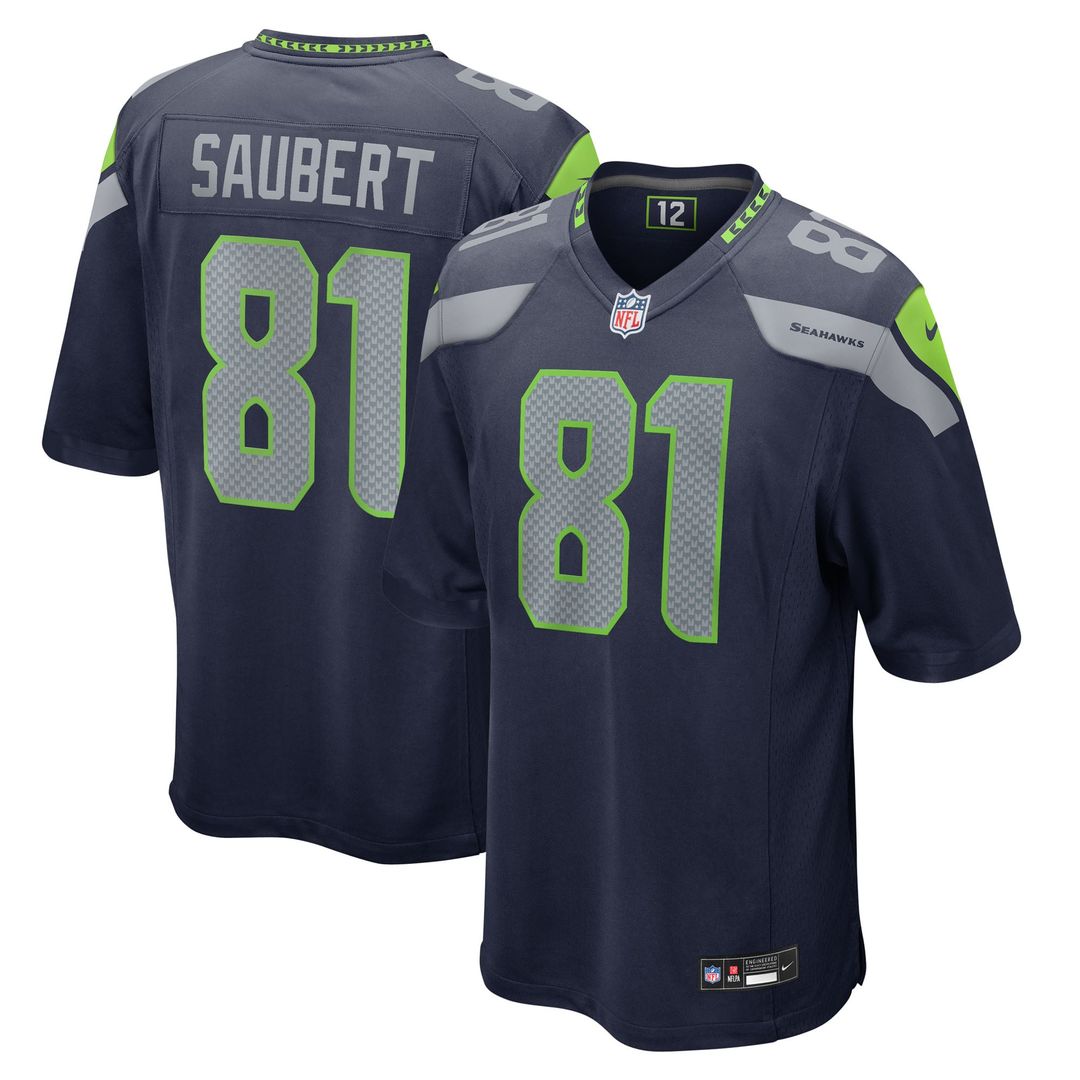 Men's Nike Seattle Seahawks Eric Saubert College Navy Team Game NFL Jersey