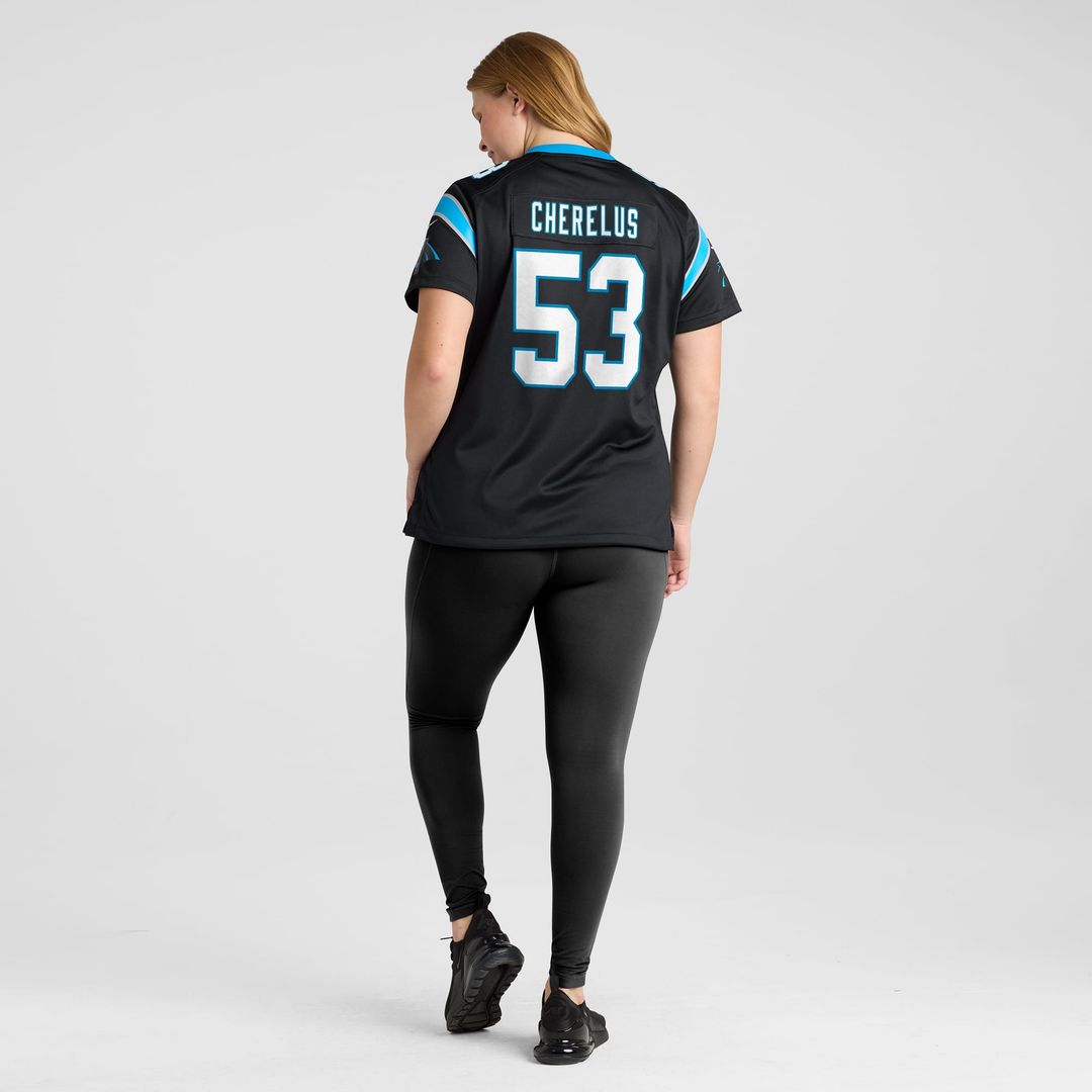 Women's Nike Carolina Panthers Claudin Cherelus Black Team Game NFL Jersey