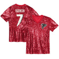 Girls' Youth Atlanta Falcons Bijan Robinson Red Sequin V-Neck Fashion NFL Jersey