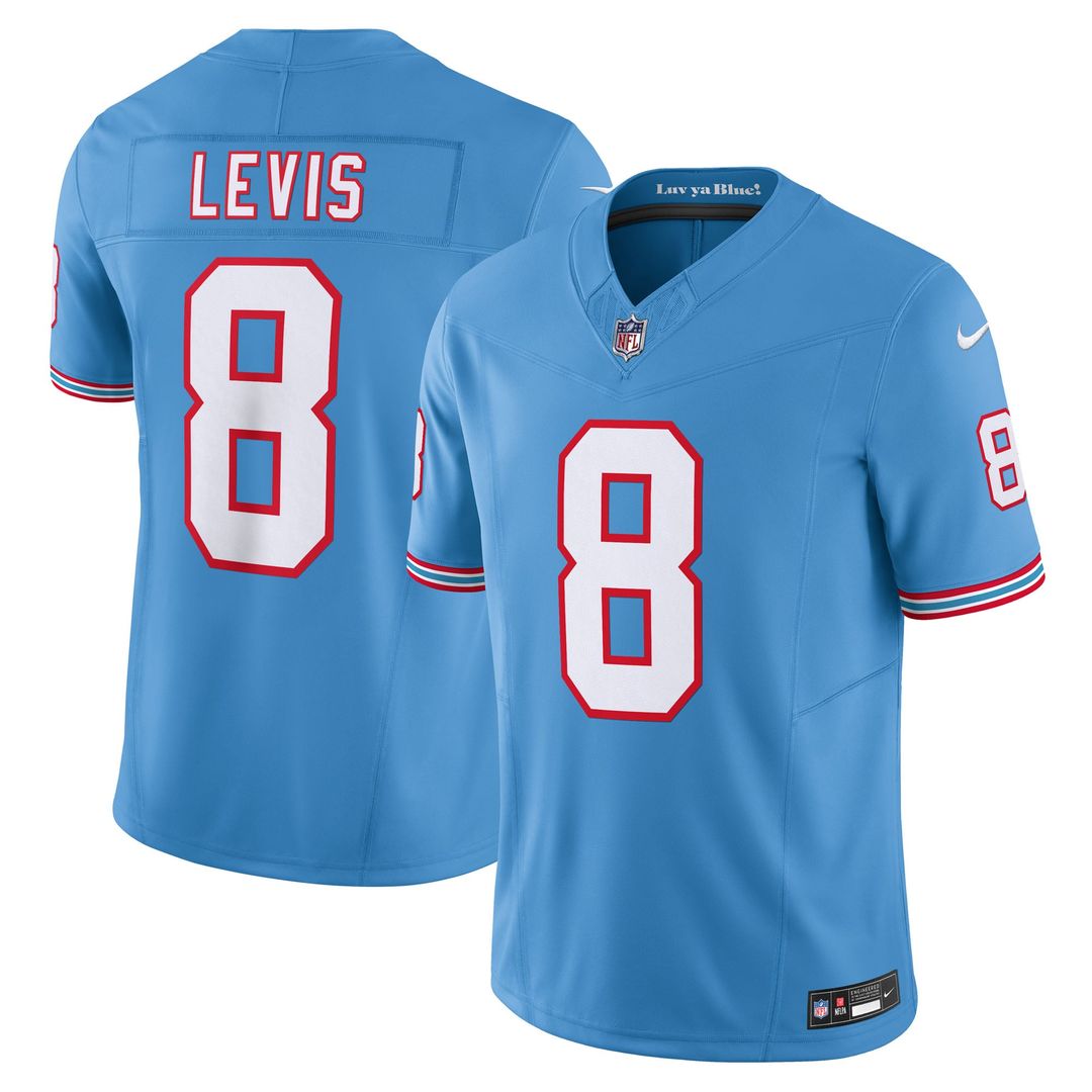Men's Nike Tennessee Titans Will Levis Light Blue Alternate Oilers Throwback Vapor F.U.S.E. Limited NFL Jersey