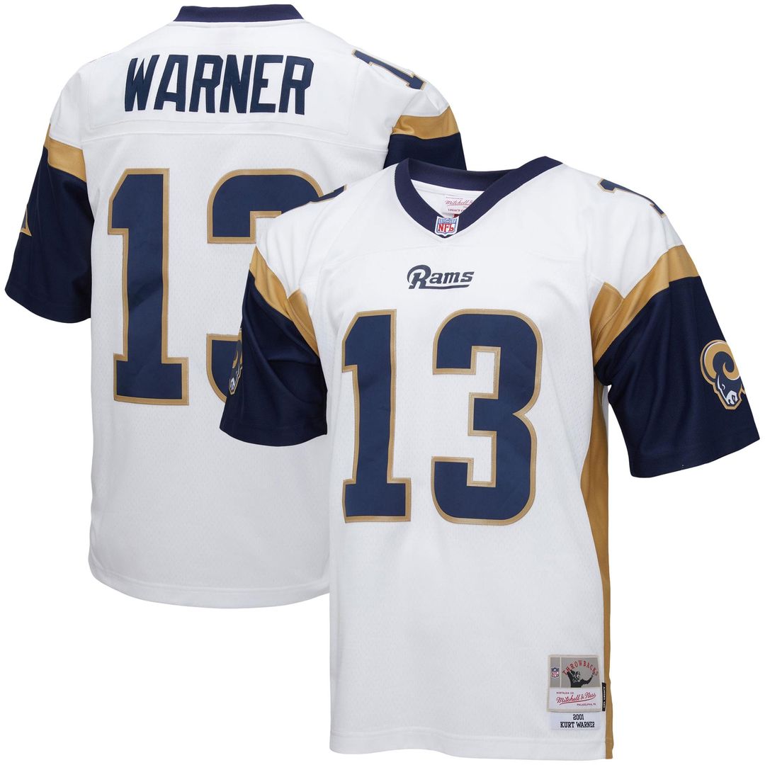 Men's Big & Tall Mitchell & Ness Los Angeles Rams Kurt Warner White 2001 Retired Player Replica NFL Jersey