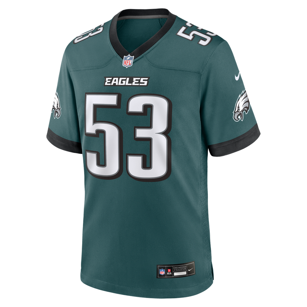 Men's Nike Philadelphia Eagles Zack Baun Midnight Green Team Game NFL Jersey