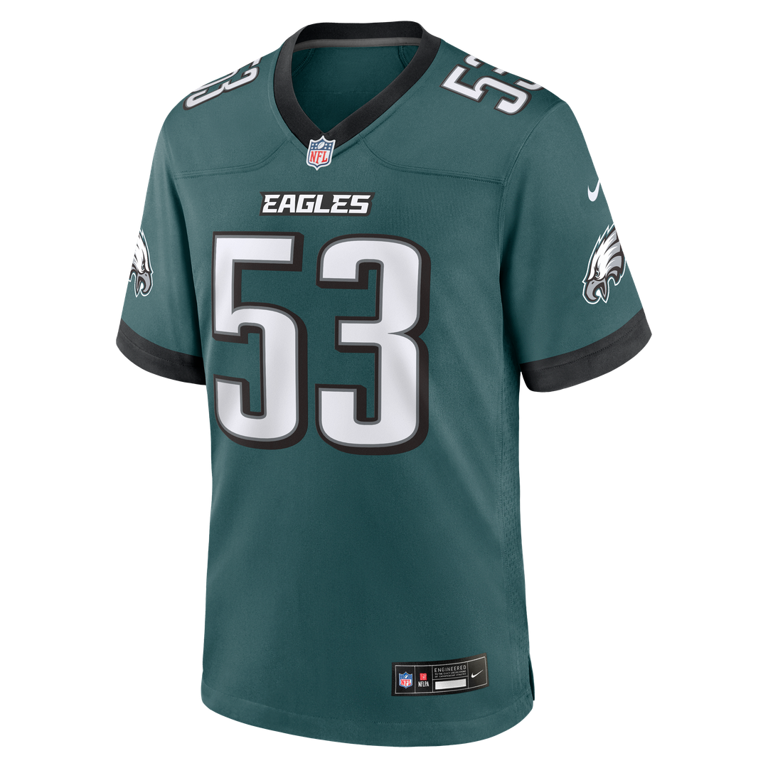 Men's Nike Philadelphia Eagles Zack Baun Midnight Green Team Game NFL Jersey