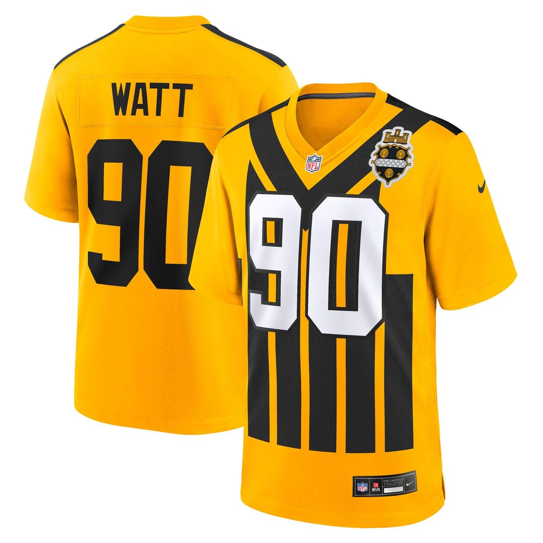Youth Nike Pittsburgh Steelers T.J. Watt Gold Alternate 1933 Throwback Game NFL Jersey