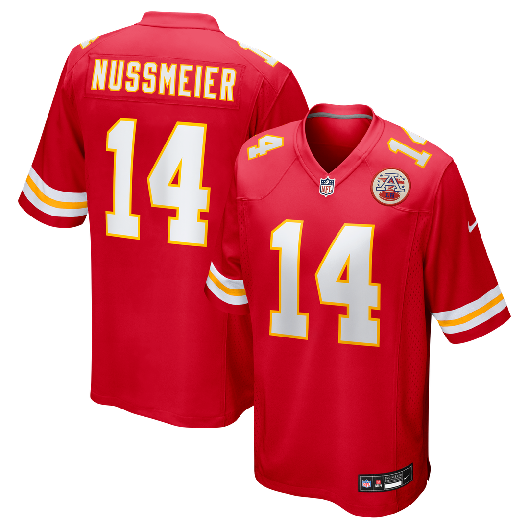 Men's Nike Kansas City Chiefs Garrett Nussmeier Red Game NFL Jersey