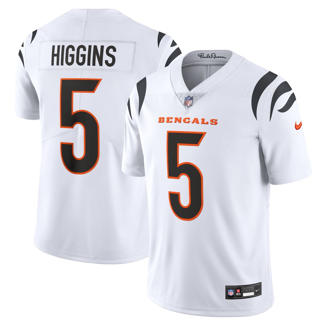 Men's Nike Cincinnati Bengals Tee Higgins White Vapor Untouchable Limited NFL Jersey