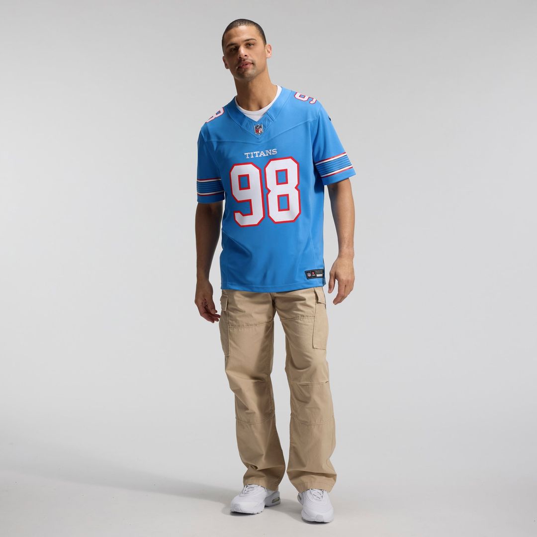 Men's Nike Tennessee Titans Jeffery Simmons Light Blue Vapor F.U.S.E. Sewn Down Limited NFL Jersey